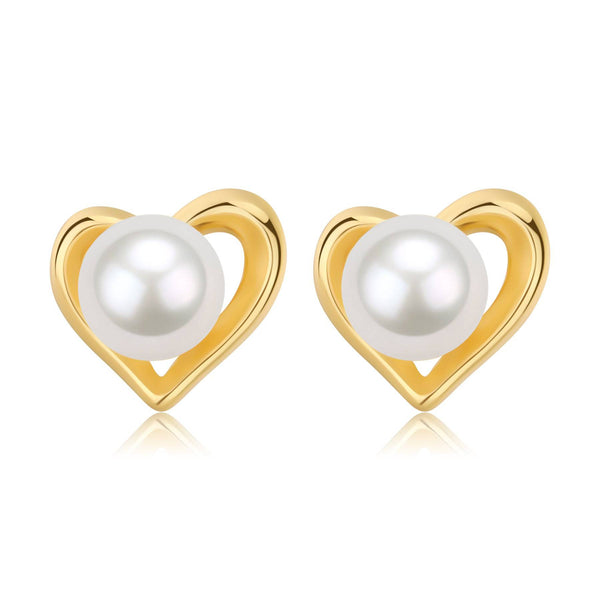6-7mm Freshwater Pearl Heart Ear Stud Earrings - May-Lynn