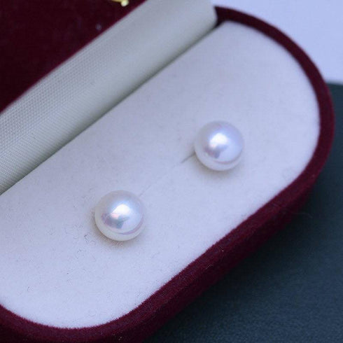 7-13mm Classic Button Freshwater Pearl Stud Earrings - May-Lynn