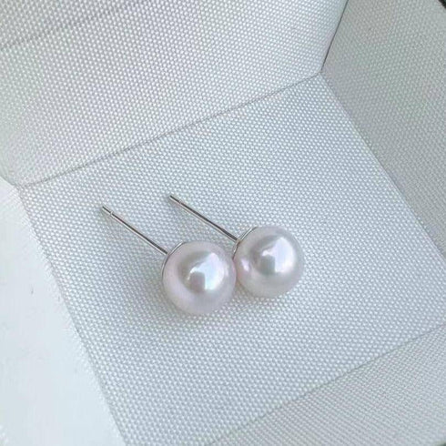 8-8.5mm Akoya Pearl Stud Earrings Sterling Silver - May-Lynn