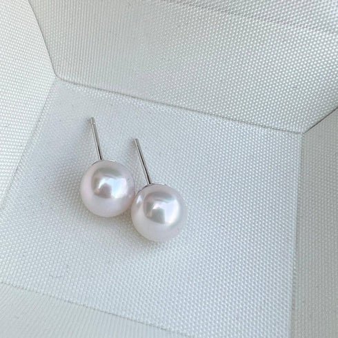 8-8.5mm Akoya Pearl Stud Earrings Sterling Silver - May-Lynn