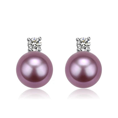 9-10mm Purple Freshwater Pearl & Sasha Earrings