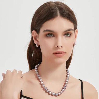 9-10mm Purple Freshwater Pearl & Sasha Earrings