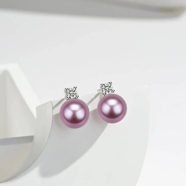 9-10mm Purple Freshwater Pearl & Sasha Earrings