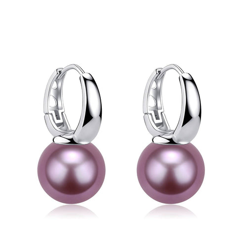 9-10mm Round Hoop Freshwater Pearl Earrings Sterling Silver - House Of Pearls
