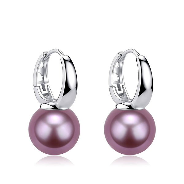 9-10mm Round Hoop Freshwater Pearl Earrings Sterling Silver - House Of Pearls