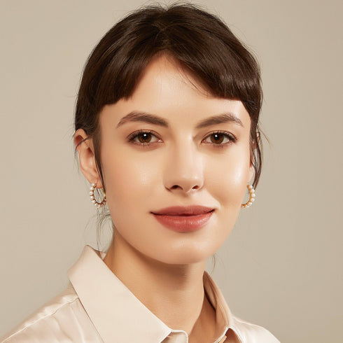 Circle Pearl Hoop Earrings Gold Vermeil - House Of Pearls