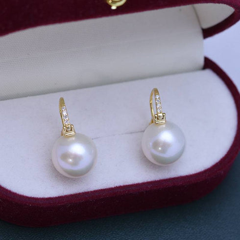 Elegant 11-12mm Freshwater Pearl Bucket-Shaped Earrings - House Of Pearls