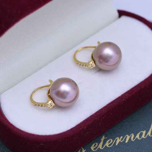 Elegant 11-12mm Freshwater Pearl Bucket-Shaped Earrings - House Of Pearls