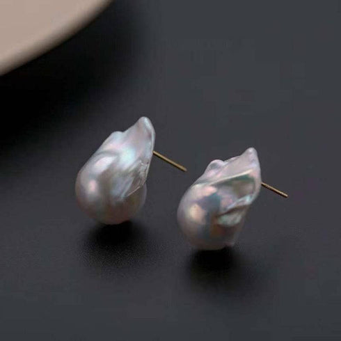 Elle White Freshwater Baroque Pearl Earrings Sterling Silver - House Of Pearls