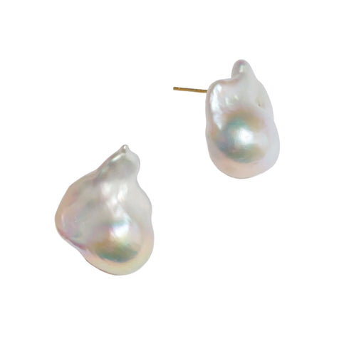 Elle White Freshwater Baroque Pearl Earrings Sterling Silver - House Of Pearls