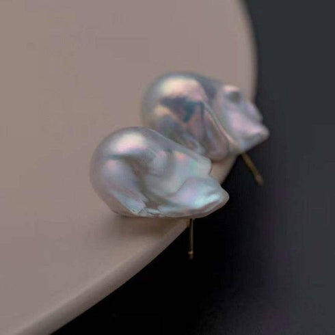 Elle White Freshwater Baroque Pearl Earrings Sterling Silver - House Of Pearls