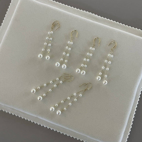 Freshwater Pearl Dangle Cluster Earrings 18K Gold - House Of Pearls