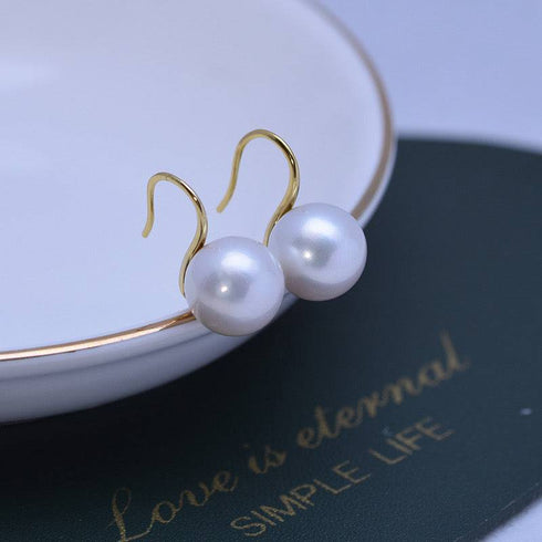 Freshwater White Pearl & Classic Hook Earrings - House Of Pearls