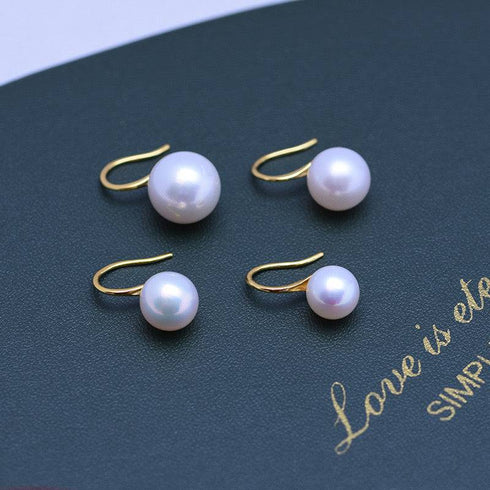 Freshwater White Pearl & Classic Hook Earrings-Silver - House Of Pearls