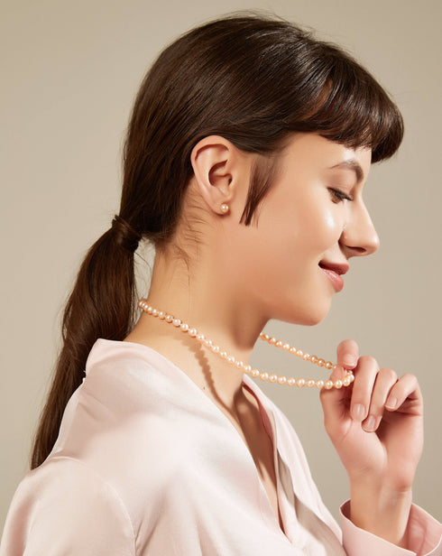 Pink Freshwater Pearl Earrings, 7.5-8.0mm - May-Lynn