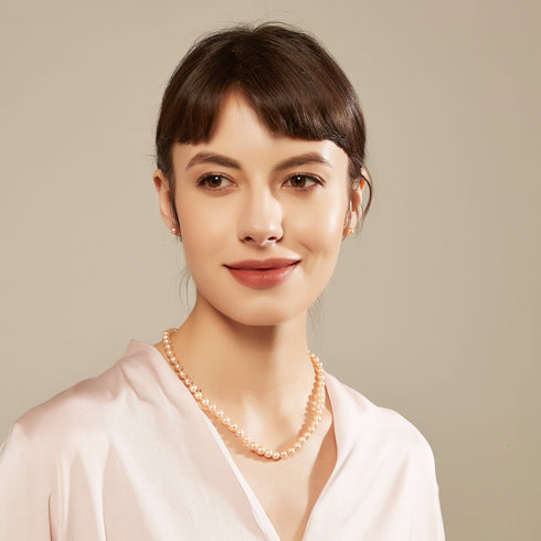 Pink Freshwater Pearl Earrings, 7.5-8.0mm - May-Lynn