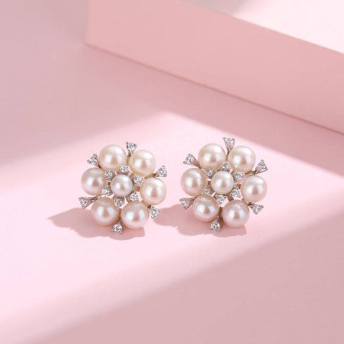 Plum Blossom Multi-Pearl Stud Earrings - House Of Pearls