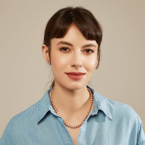 Purple Button Freshwater Pearl Stud Earrings - May-Lynn