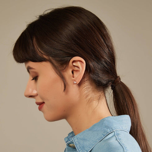 Purple Button Freshwater Pearl Stud Earrings - May-Lynn