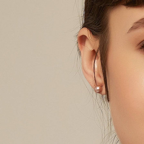 Purple Button Freshwater Pearl Stud Earrings - May-Lynn