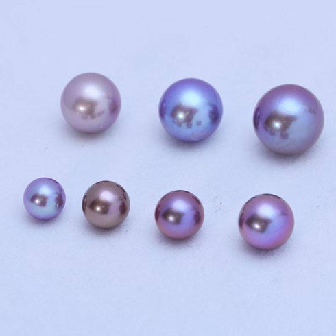 Purple Button Freshwater Pearl Stud Earrings - May-Lynn