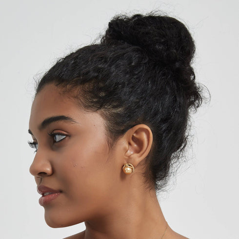 Rose Elegnace Golden South Sea Pearl Earrings