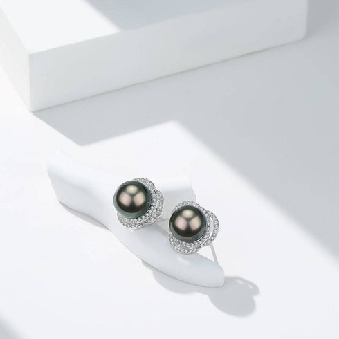 Rose Elegance Tahitian Pearl Earrings