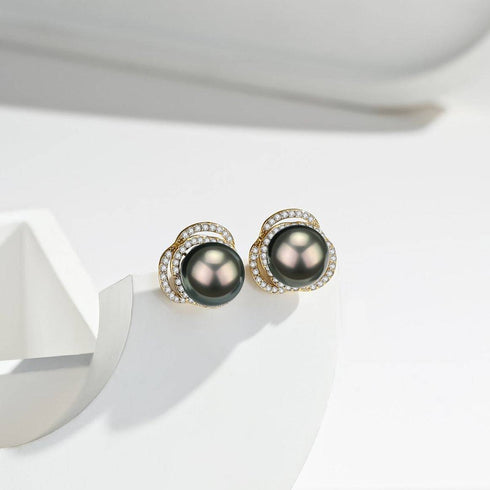 Rose Elegance Tahitian Pearl Earrings