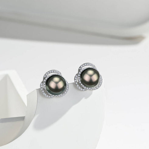 Rose Elegance Tahitian Pearl Earrings