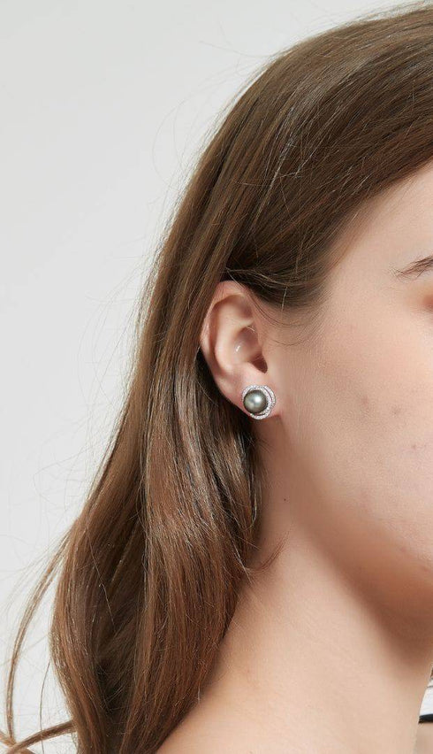 Rose Elegance Tahitian Pearl Earrings