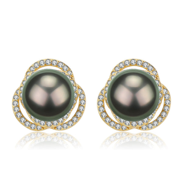 Rose Elegance Tahitian Pearl Earrings
