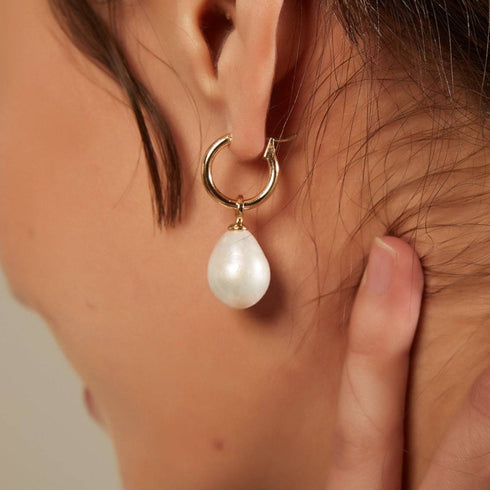 Versatile Drop Shaped Pearl Hoop Earrings - House Of Pearls