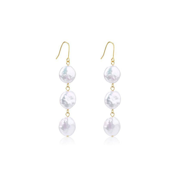 Triple Coin Pearl Drop Earrings - House Of Pearls