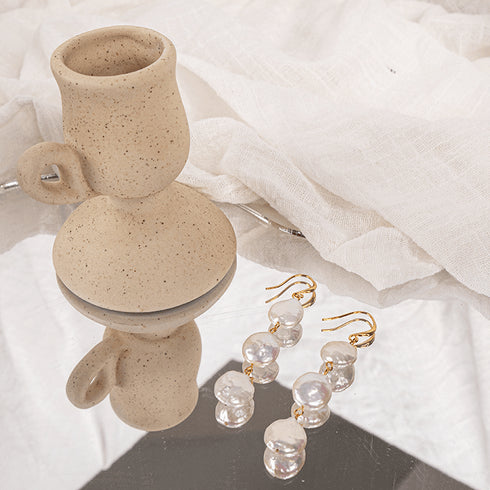 Triple Coin Pearl Drop Earrings - House Of Pearls