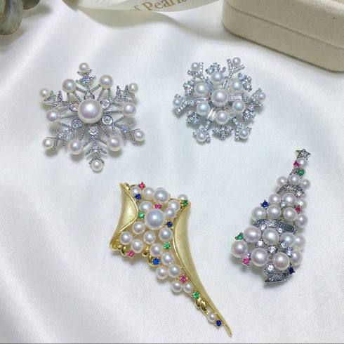 Festive Freshwater Pearl Brooch Collection