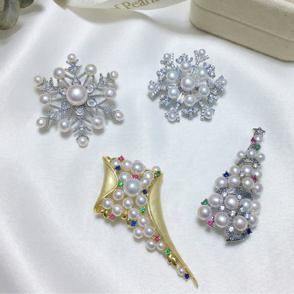 Festive Freshwater Pearl Brooch Collection