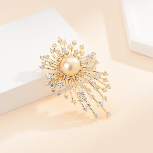 Golden South Sea Pearl Fireworks Brooch - Brooch made with hand-selected pearls from House of Pearls