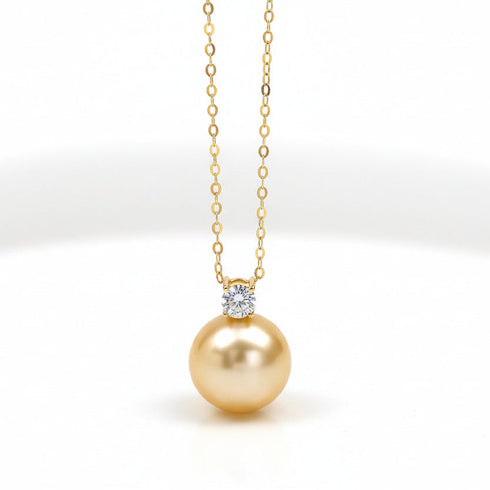Fairy Drop Golden South Sea Pearl 18K Gold Pendant Necklace