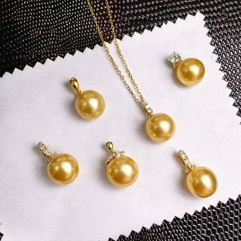 Royal Crown Golden South Sea Pearl 18K Gold Pendant Necklace