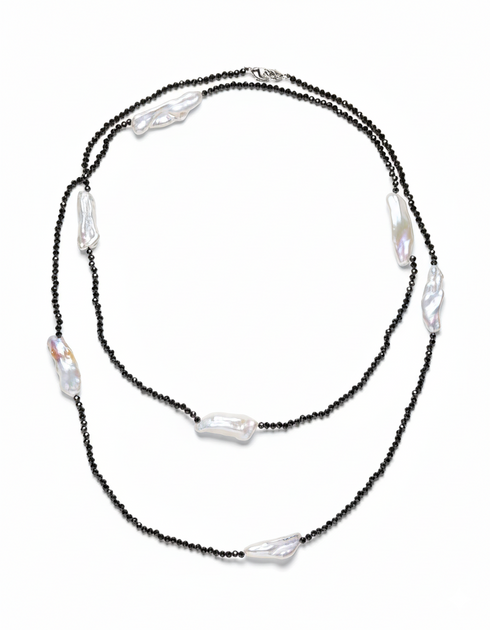 Black Spinel Baroque Pearl Long Necklace