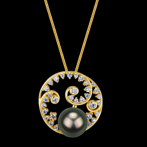 9-10mm Tahitian Black Pearl Wreath Pendant