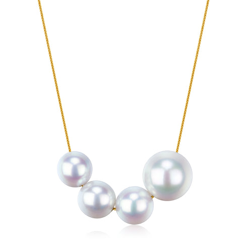 Simile White Akoya Pearl Pendant Necklace - 18K Solid Gold