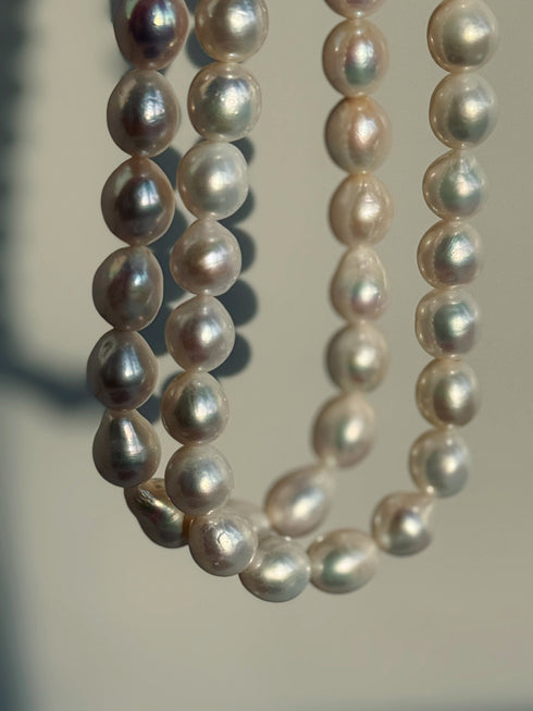 12-13mm White Bold Large Baroque Freshwater Pearl Necklace