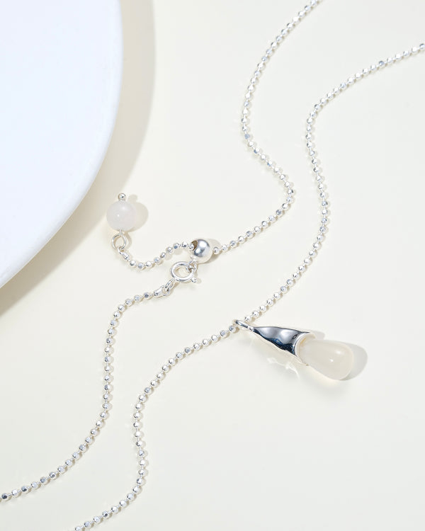 Jade Drop Pendant Necklace - Sterling Silver