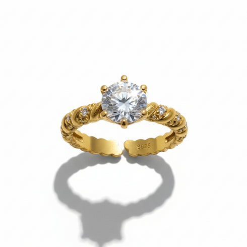 Twisted Diamond Gold Open Ring – Gold Vermeil