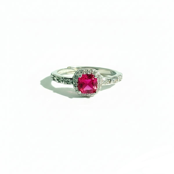 Pink Diamond Silver Ring - Sterling Silver