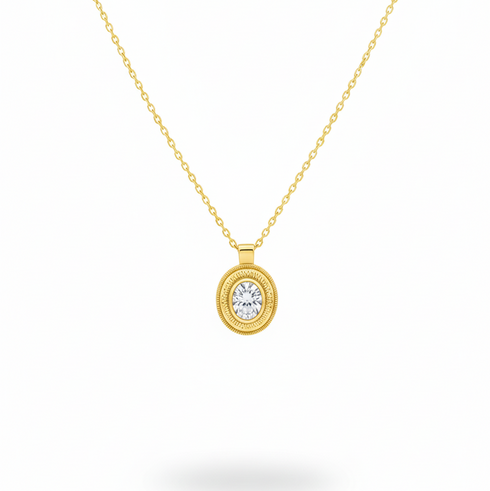 Oval Diamond Pendant Necklace – Gold Vermeil