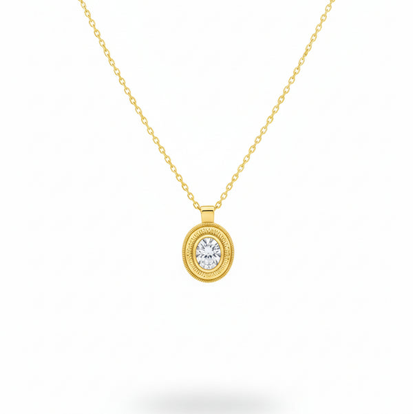 Oval Diamond Pendant Necklace – Gold Vermeil