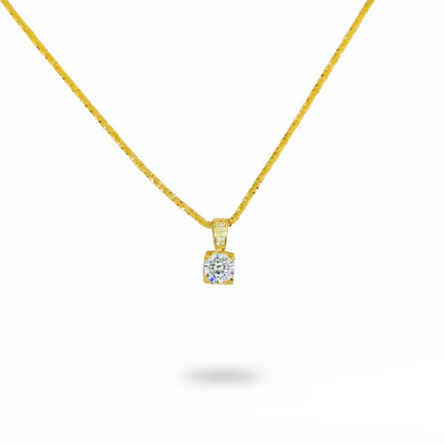 Cube Diamond Pendant Necklace – Gold Vermeil