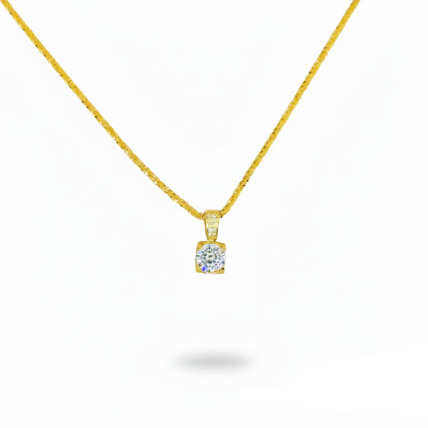Cube Diamond Pendant Necklace – Gold Vermeil